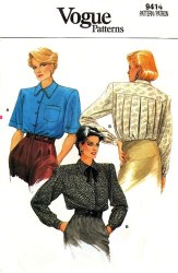 9414 VOGUE SS-LS LOOSE COLLAR BACK PLEAT BLOUSE 8-10 OR 14-16 CHOICE CUT
